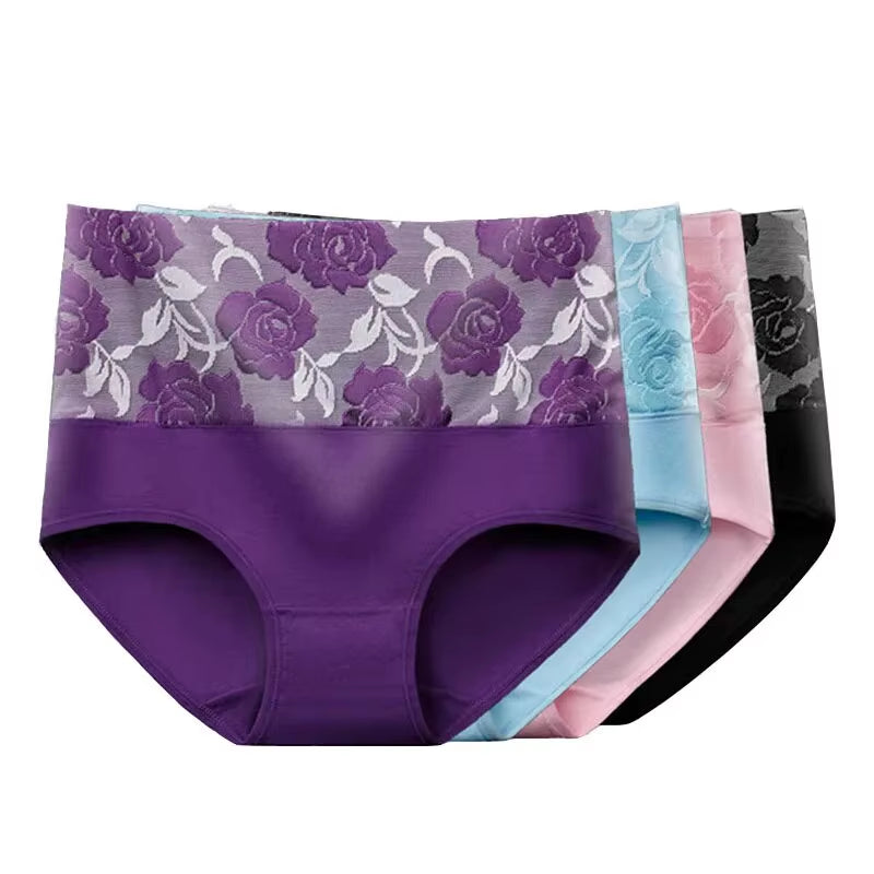 3Pcs/Lot High Waist Panties Cotton Women Body Slimming plus Size Underwear Print Briefs Ladies Panty Breathable Female Lingerie