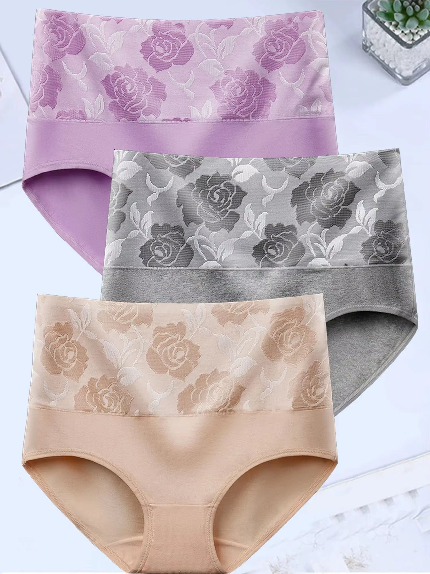 3Pcs/Lot High Waist Panties Cotton Women Body Slimming plus Size Underwear Print Briefs Ladies Panty Breathable Female Lingerie