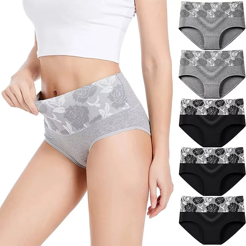 3Pcs/Lot High Waist Panties Cotton Women Body Slimming plus Size Underwear Print Briefs Ladies Panty Breathable Female Lingerie