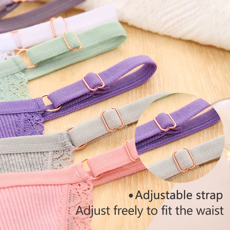 5Pcs/Set Cotton Panties Sexy G-String Women'S Underwear T-Back Lingerie Femme Underpants Briefs Adjustable Waist Thong Intimates