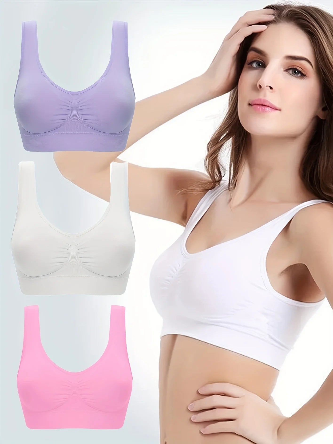 Sexy Women Push up BREAST Bra Big Size Backless Bras plus Size Wireless Brassiere Breathable Seamless Bra 1Pcs Wfws01